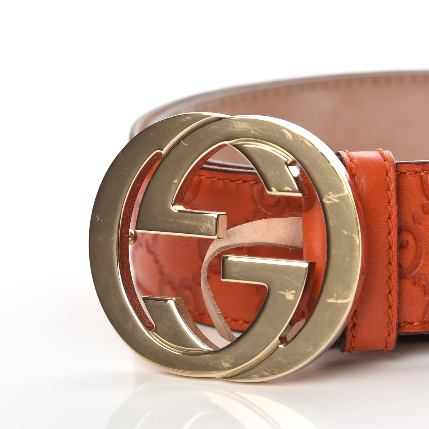 Guccissima Interlocking G Belt 85 34 Orange
