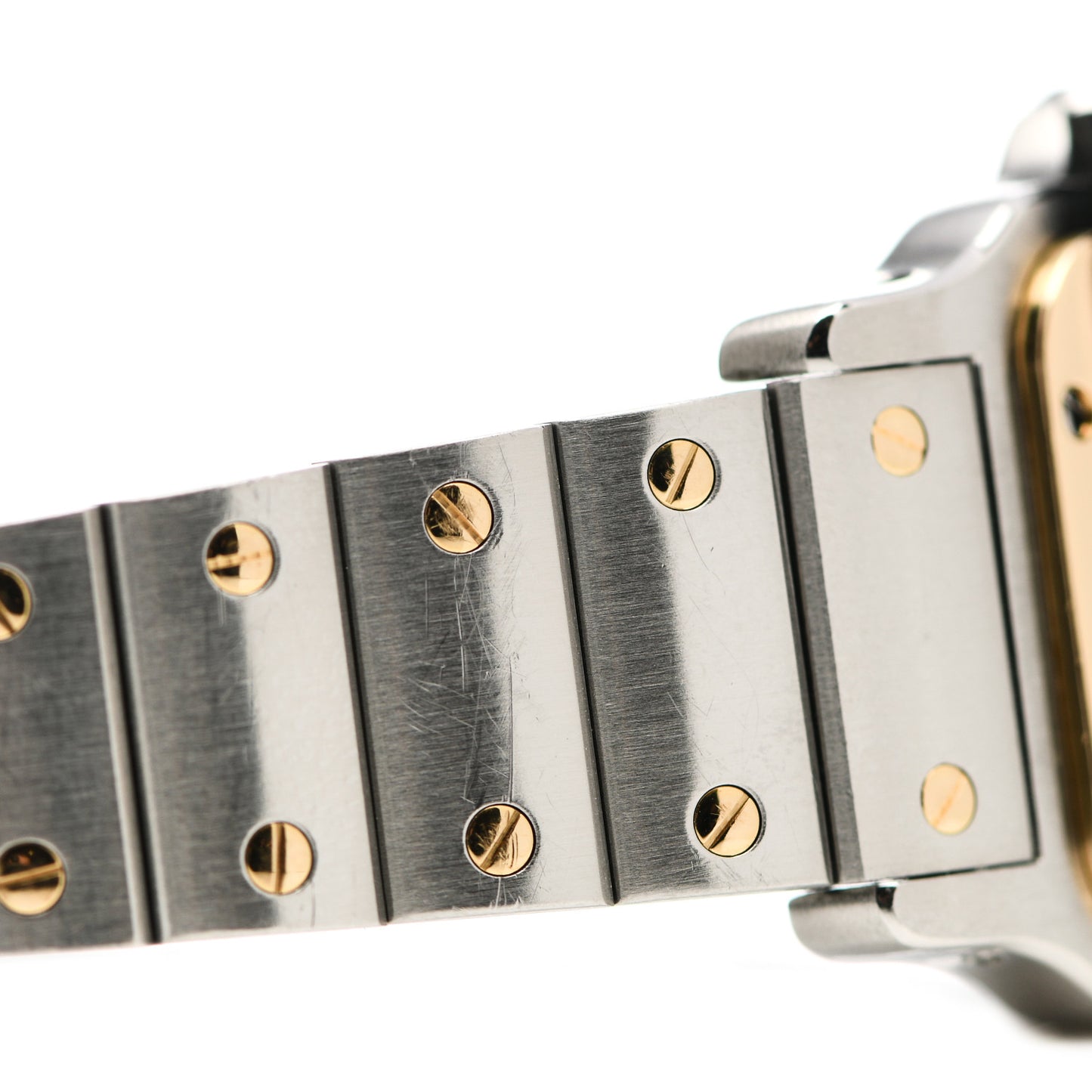 Stainless Steel 18K Yellow Gold 24mm Santos De Cartier Galbee Quartz Watch Champagne