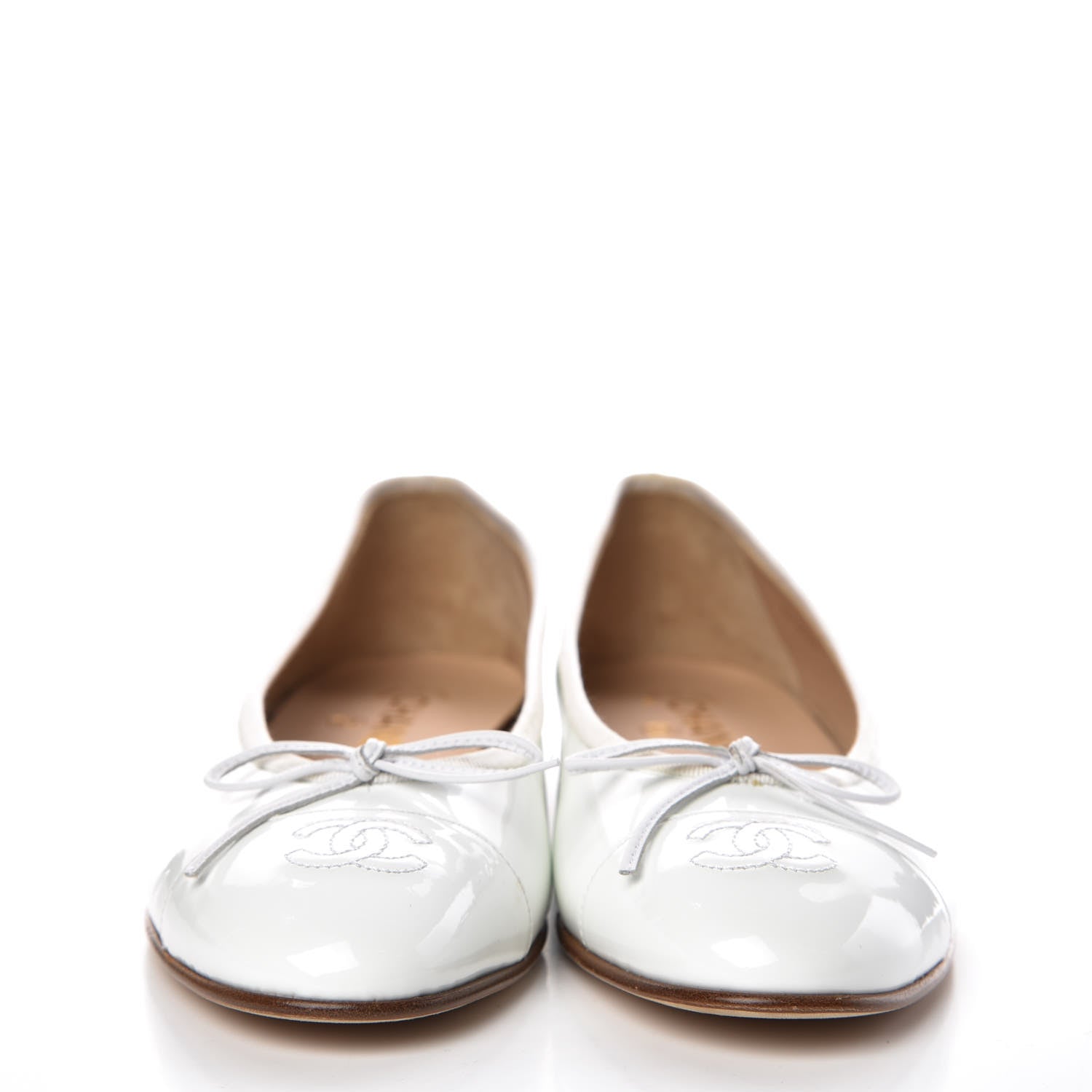 Chanel Patent CC Cap Toe Ballerina Flats 39.5 White 2 of 9