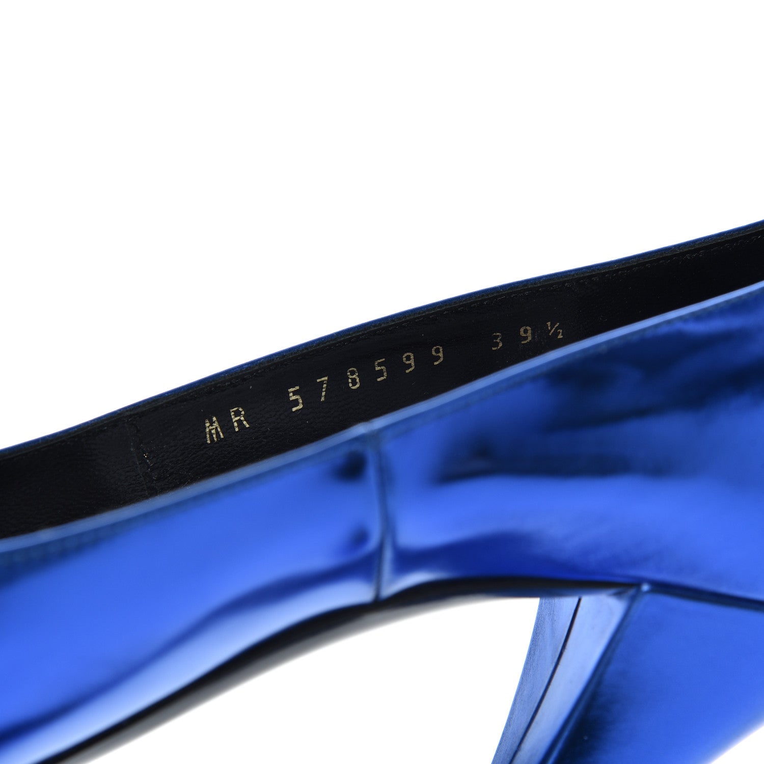 Saint Laurent Metallic Calfskin Kiki 100 Pumps 39.5 Blue 8 of 12