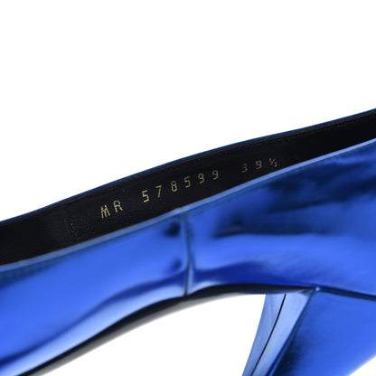 Saint Laurent Metallic Calfskin Kiki 100 Pumps 39.5 Blue 8 of 12