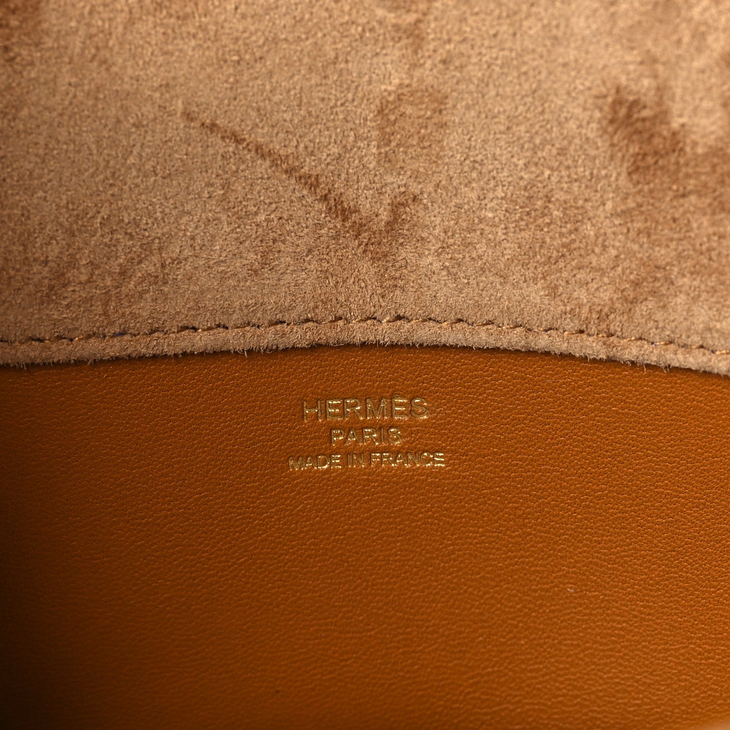 Hermes Veau Doblis Suede Kelly Cut Clutch Pochette Ocre 6 of 7