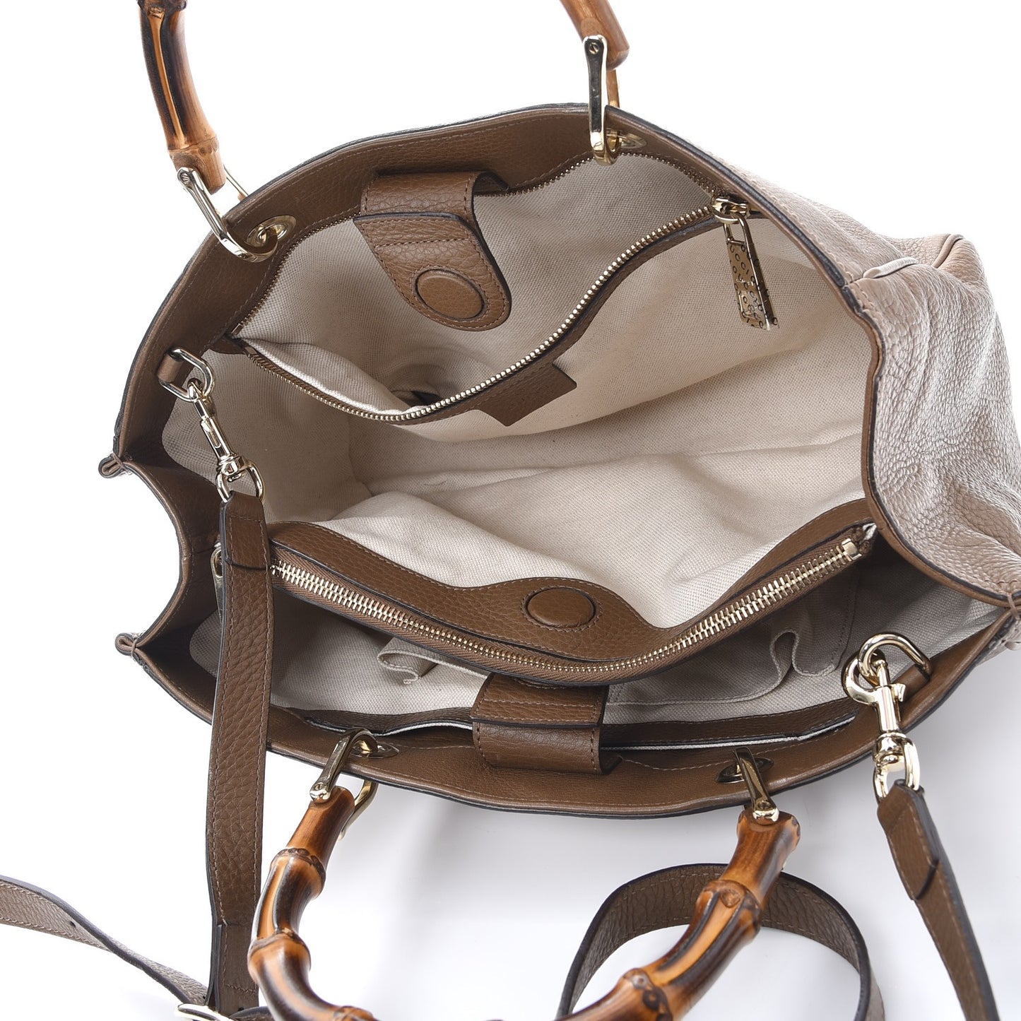 Pebbled Calfskin Medium Bamboo Shopper Tote Acero