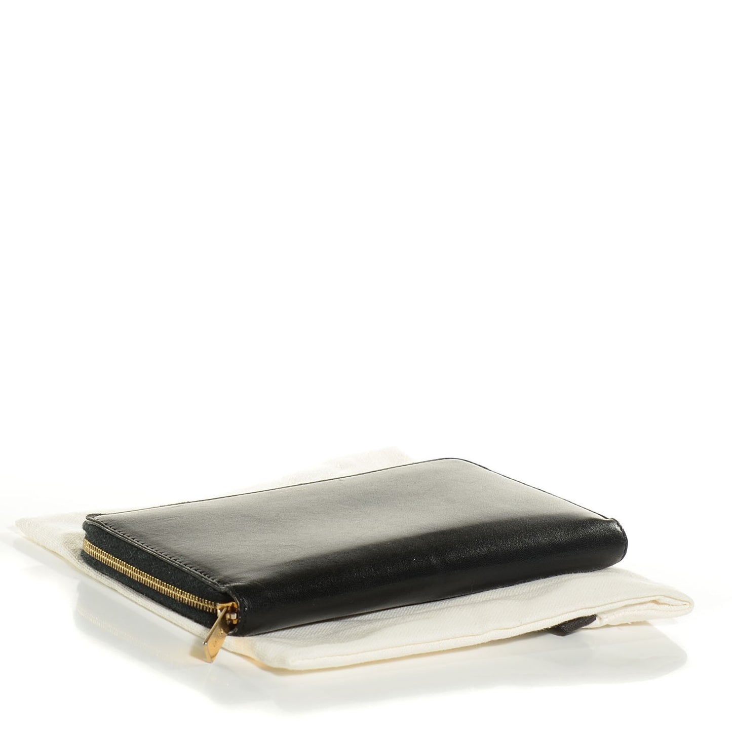 Lambskin Large Zip Around Multifunction Wallet Black