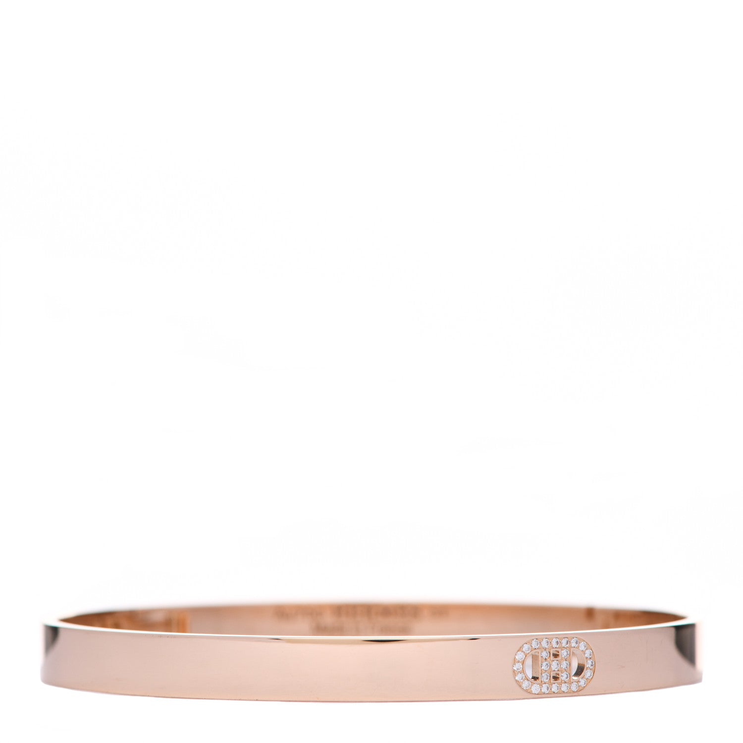 Hermes 18K Rose Gold Diamond PM H D'Ancre Bracelet ST 1 of 6