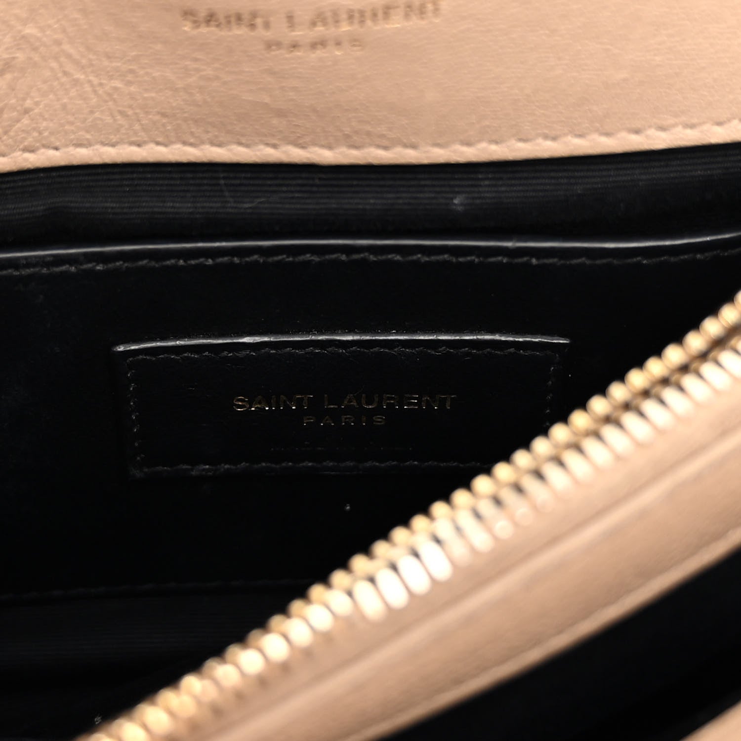 Saint Laurent Sheepskin Matelasse Chevron Monogram Medium College Bag Dark Beige 7 of 13
