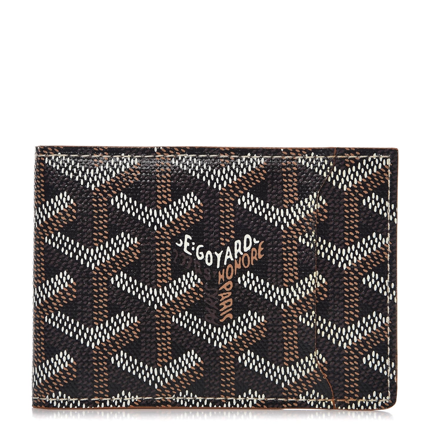 Goyardine Multi Slot Bi-Fold Wallet Black Gold