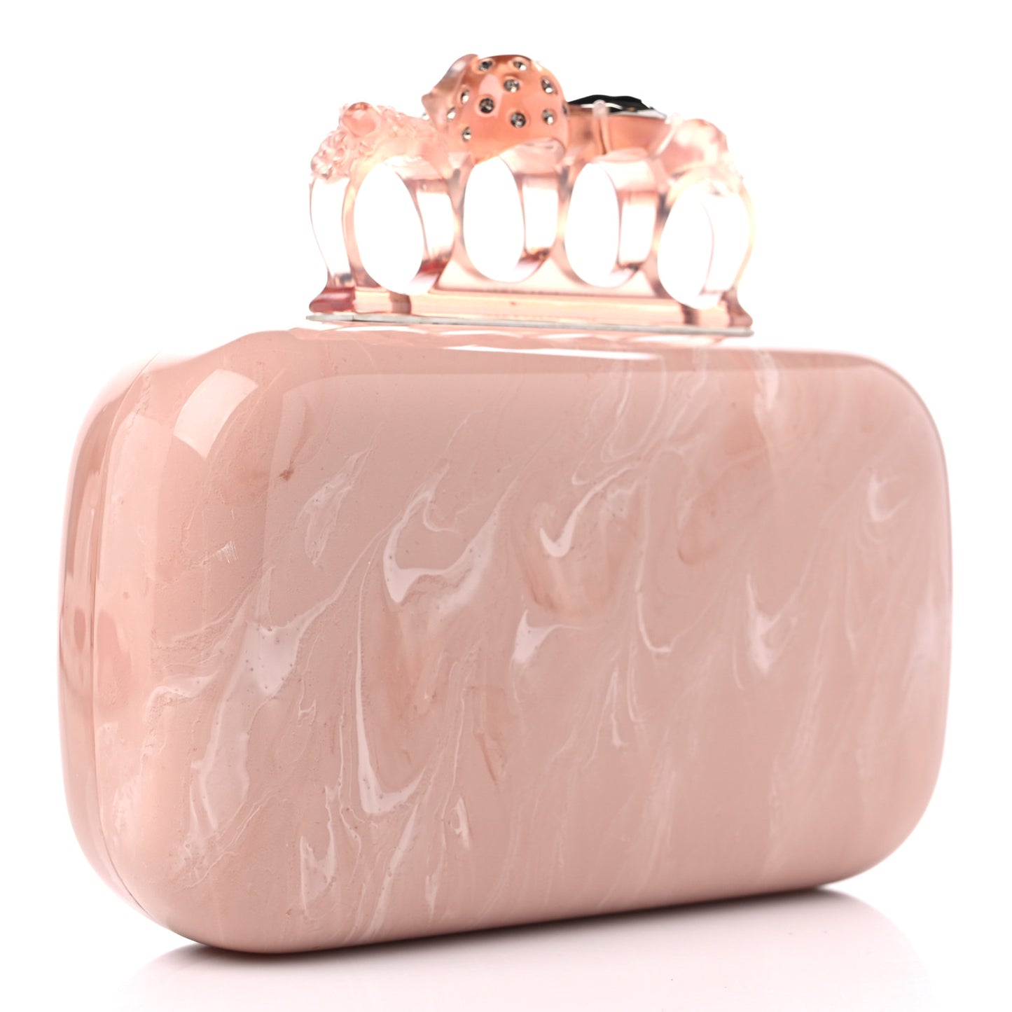PVC Marble Skull Box Clutch Rose Pink