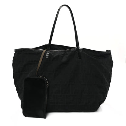 Fendi Nylon Zucca Medium Roll Tote Black 3 of 12