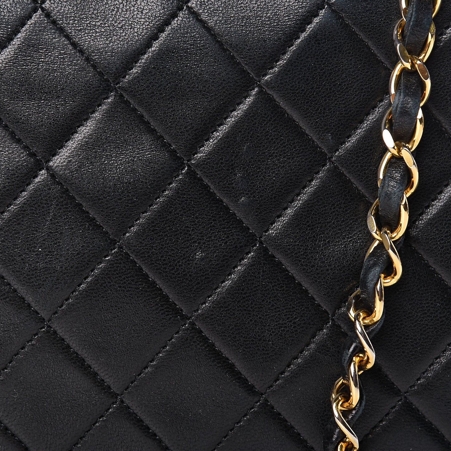 Lambskin Quilted Mini Square Flap Black
