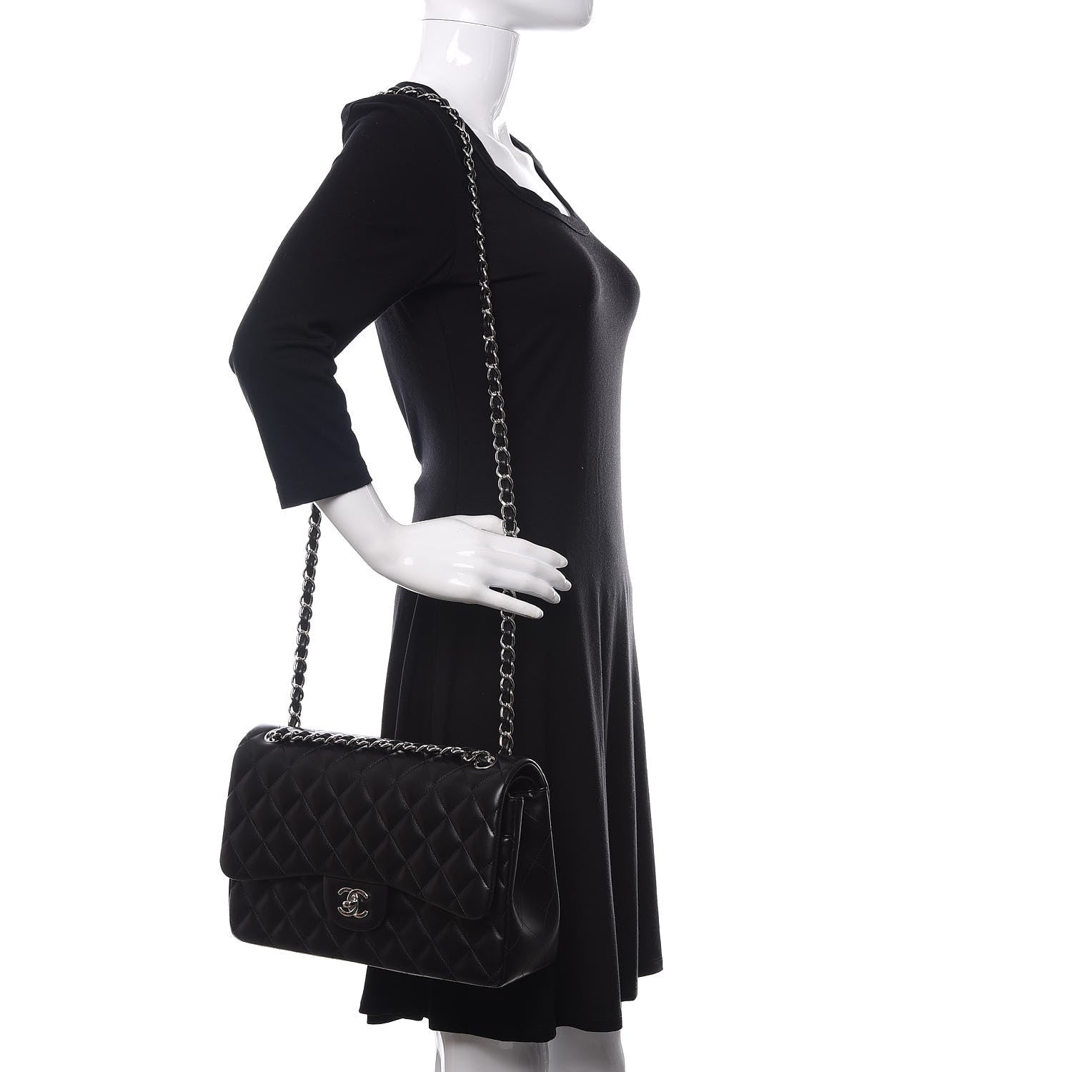 Chanel Lambskin Quilted Jumbo Double Flap Black 2 of 12