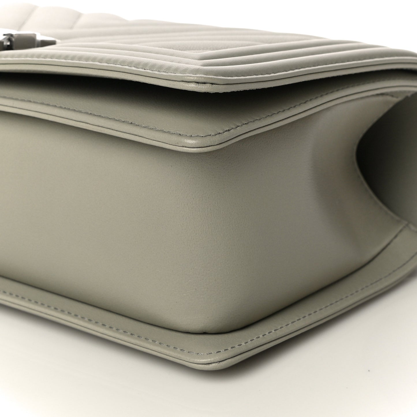 Calfskin Chevron Quilted Medium Boy Flap Grey