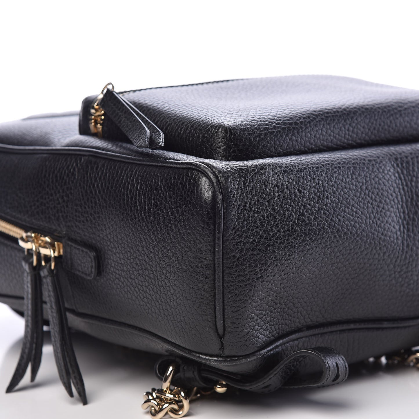 Pebbled Calfskin Soho Chain Backpack Black