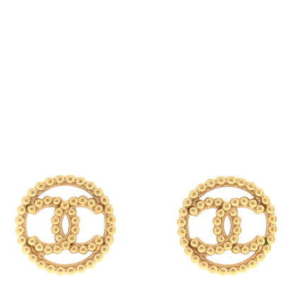 Chanel Metal Bead Round CC Stud Earrings Gold 1 of 4