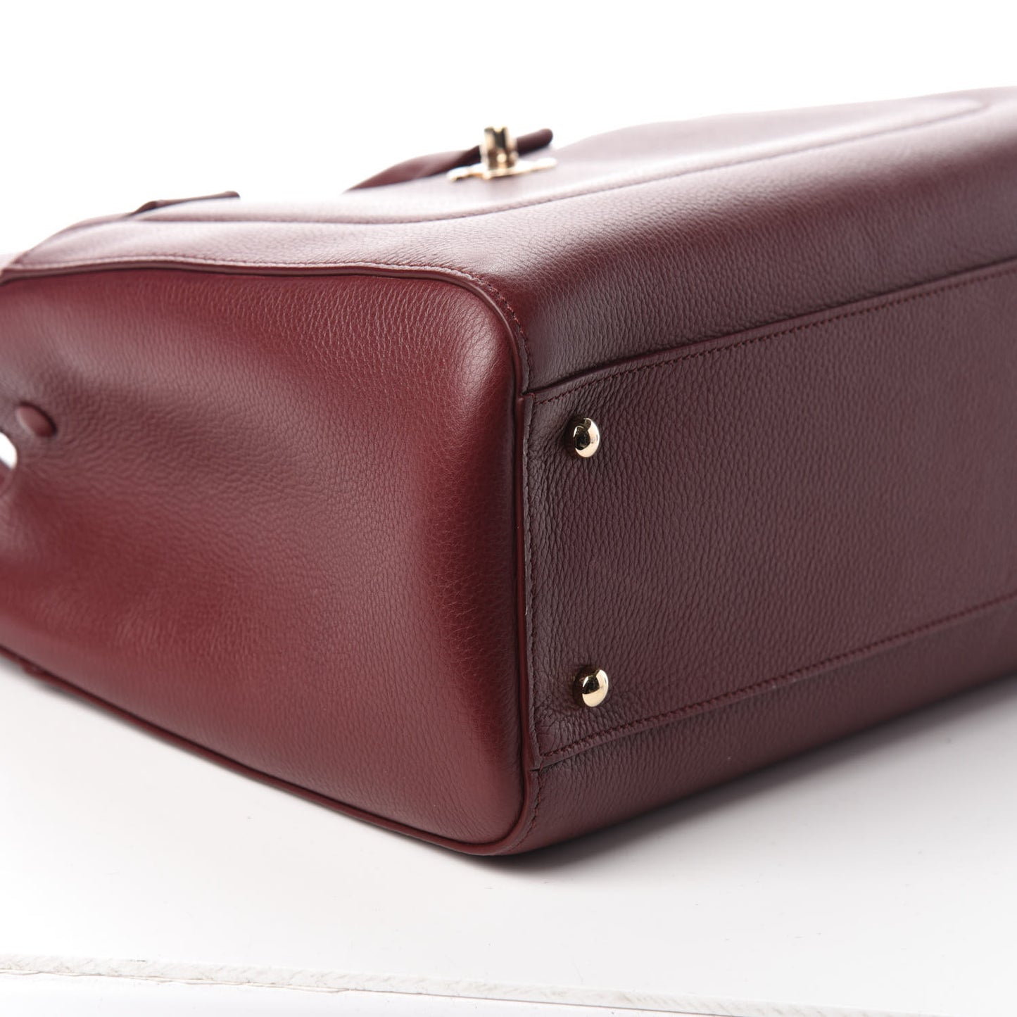 Grained Calfskin Small Neo Executive Shopper Tote Burgundy