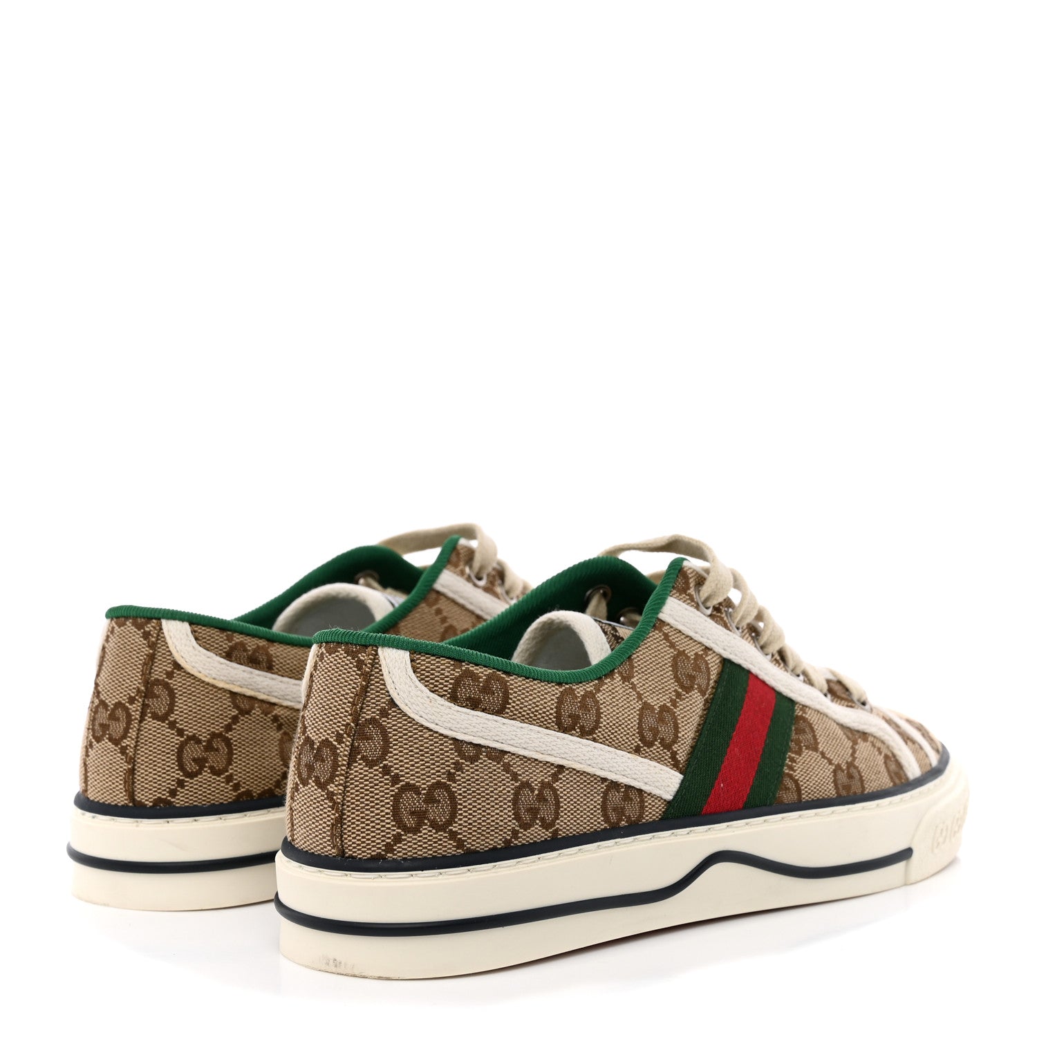 Gucci GG Monogram Web Womens 1977 Tennis Sneakers 38.5 Beige Ebony Mystic White 4 of 13