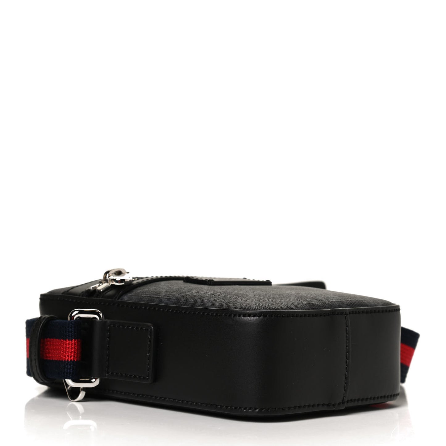 GG Supreme Monogram Appia Calfskin Web Messenger Bag Black