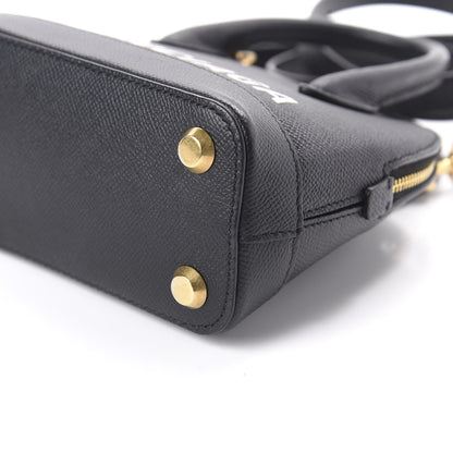 Balenciaga Signature Grained Calfskin XXS Ville Top Handle Bag Black White 7 of 9