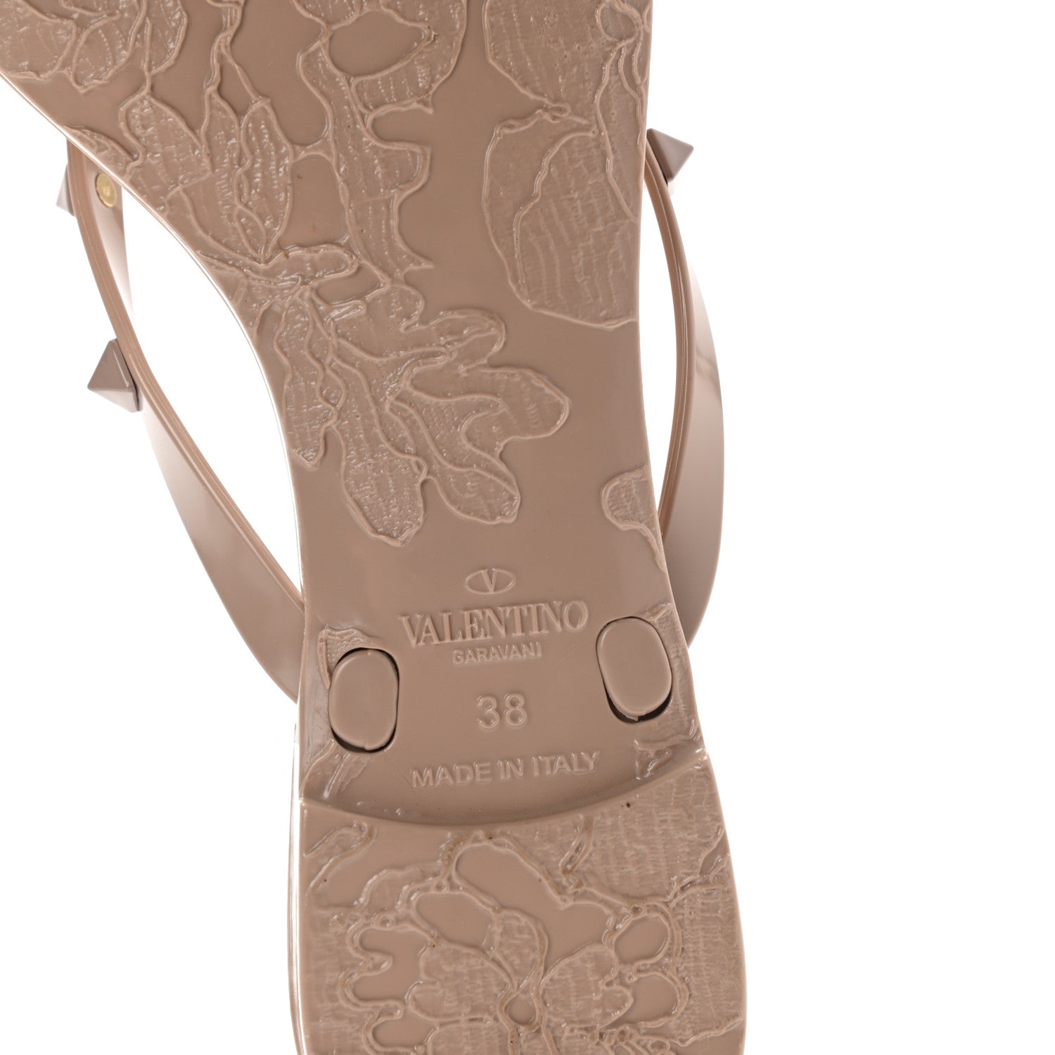 Valentino Garavani PVC Jelly Rockstud Bow Thong Sandals 38 Poudre 6 of 7