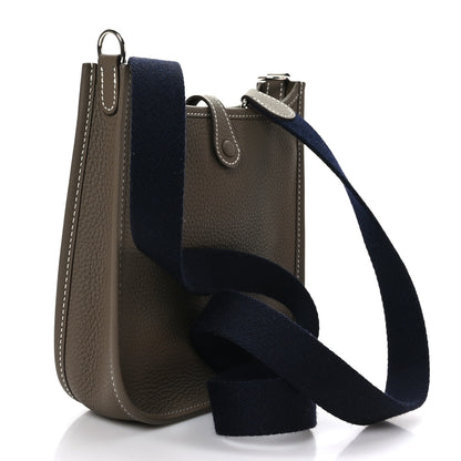 Hermes Taurillon Clemence Amazone Evelyne TPM Etoupe Bleu Indigo 3 of 10