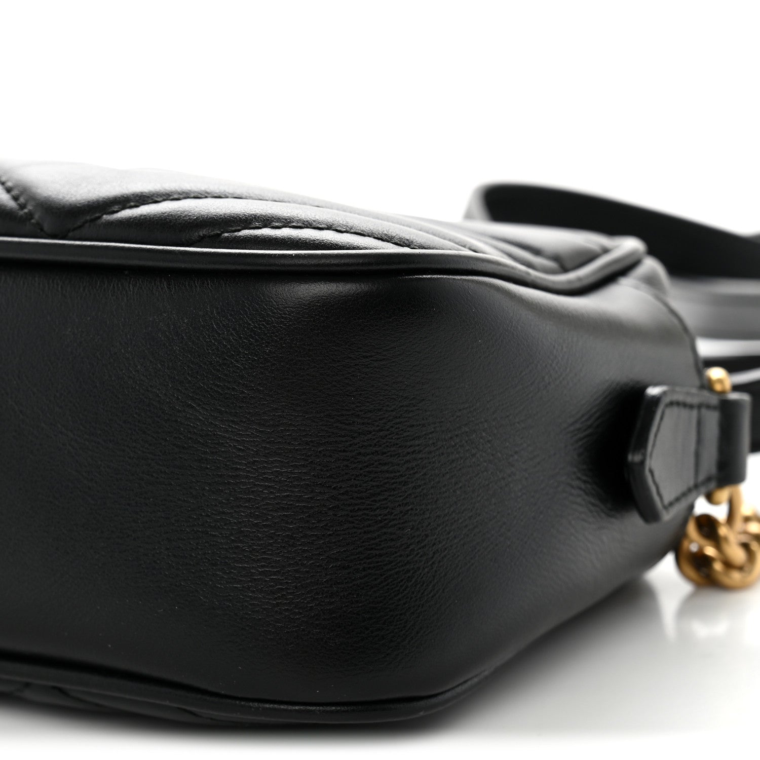 Gucci Calfskin Matelasse Small GG Marmont Chain Shoulder Bag Black 10 of 12