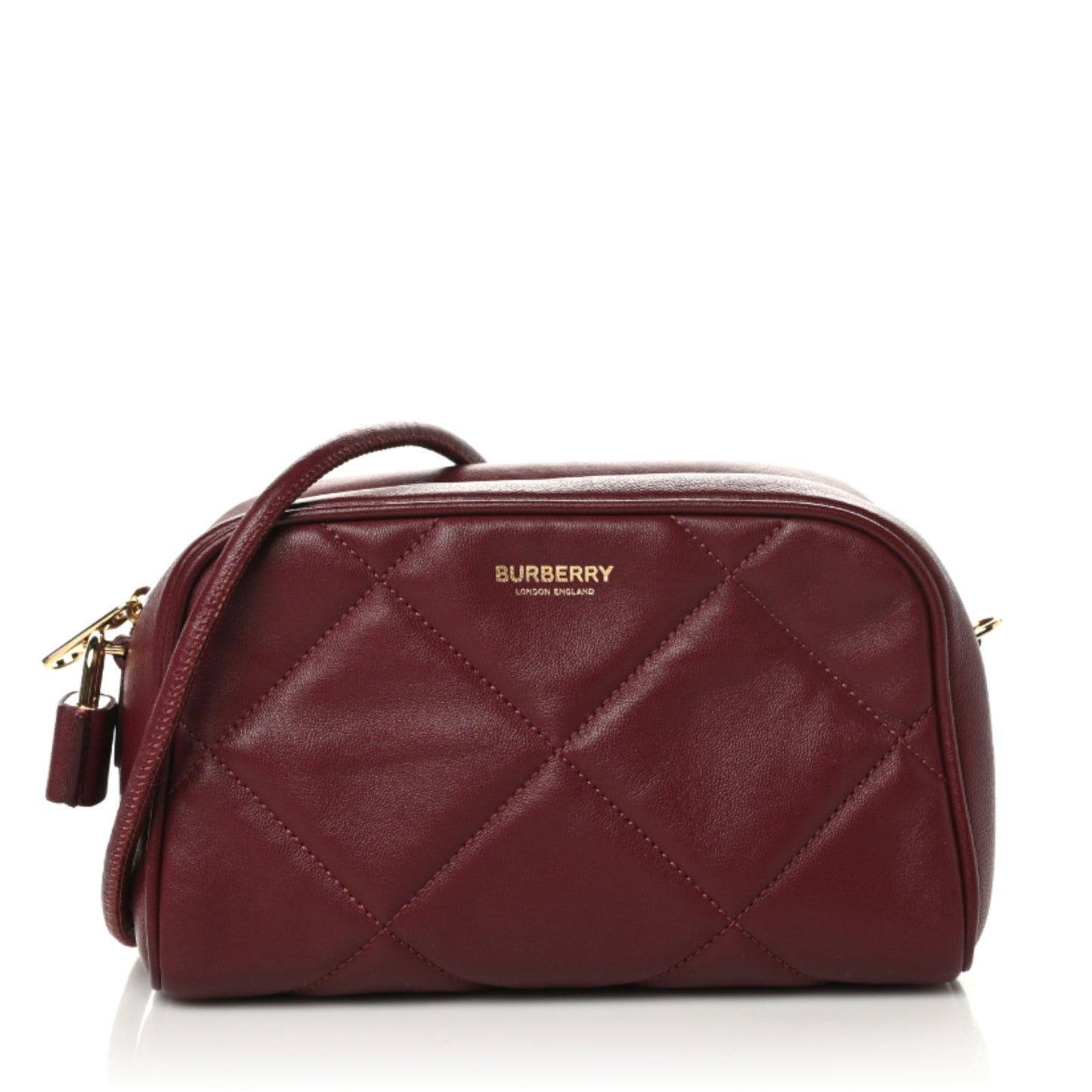 Lambskin Quilted Camera Bag Burgundy Red