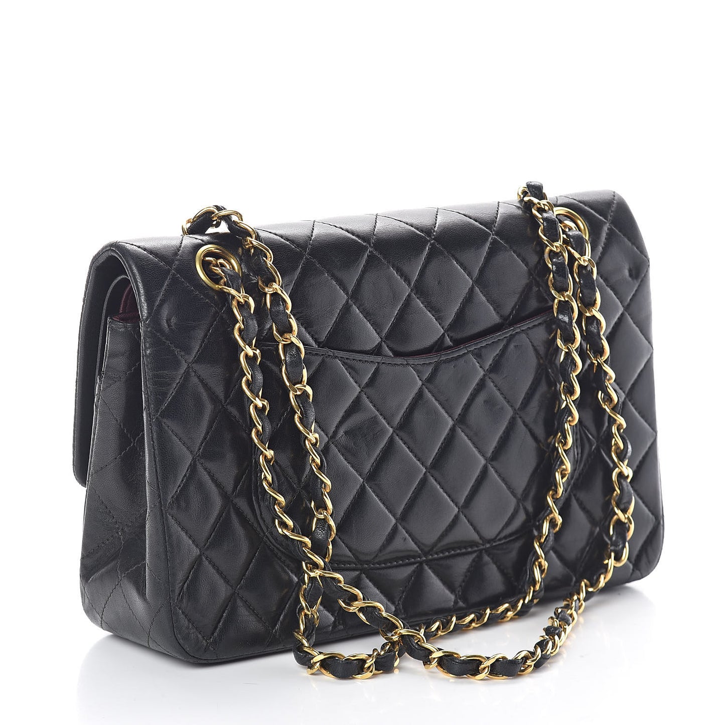 Lambskin Quilted Medium Double Flap Black