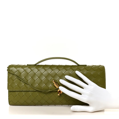 Bottega Veneta Nappa Intrecciato Long Andiamo Top Handle Clutch Matcha 2 of 8