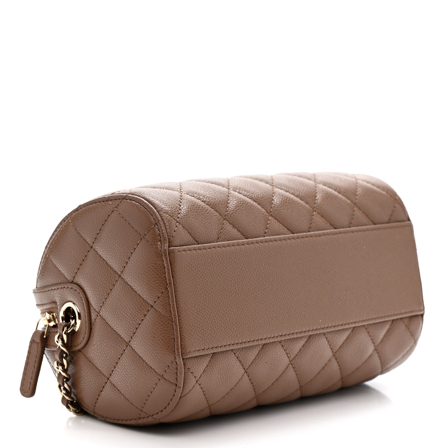 Chanel Caviar Quilted Barrel Clutch With Chain Brown 4 of 11