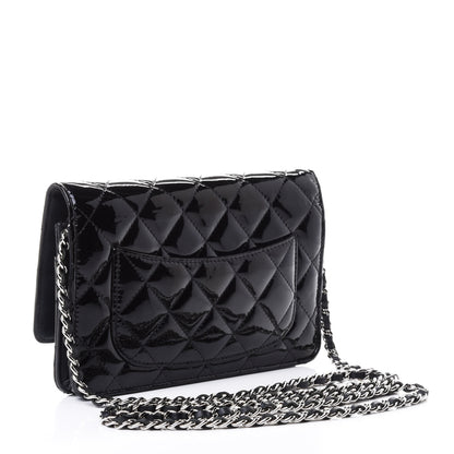Chanel Patent Quilted Wallet On Chain WOC Black 2 of 4