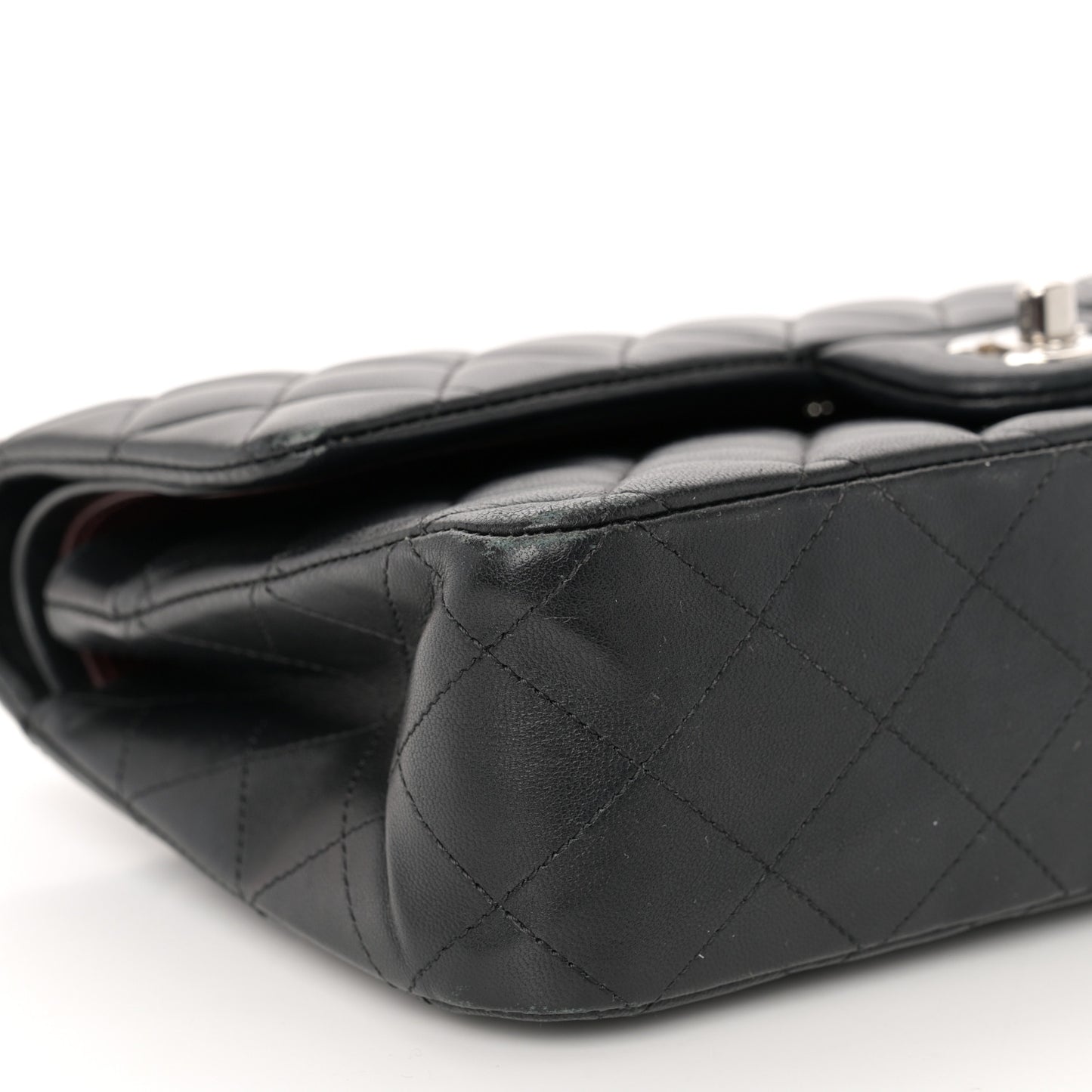 Lambskin Quilted Medium Double Flap Black