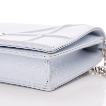 Christian Dior Grained Calfskin Diorama Wallet on Chain Pouch Light Blue 13 of 18