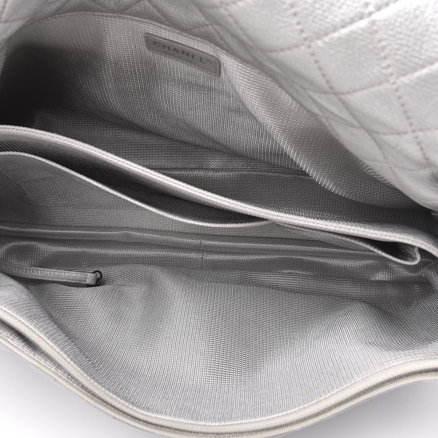 Chanel Metallic Calfskin Quilted XXL Travel Flap Bag Silver 5 of 10