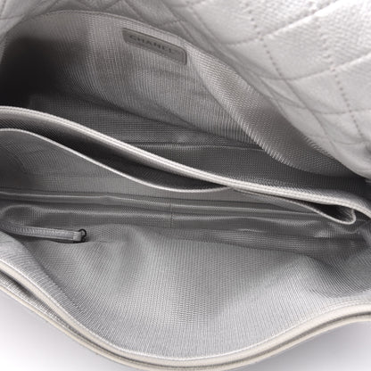 Chanel Metallic Calfskin Quilted XXL Travel Flap Bag Silver 5 of 10