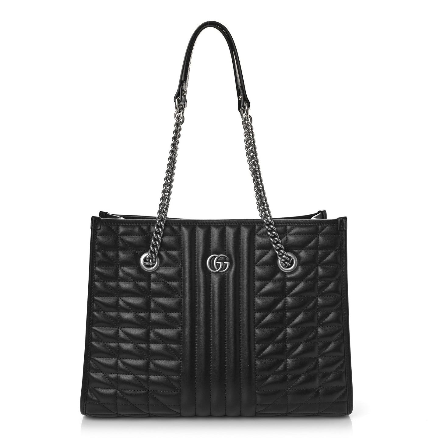 Calfskin Matelasse Aria Medium GG Marmont Shoulder Tote Black