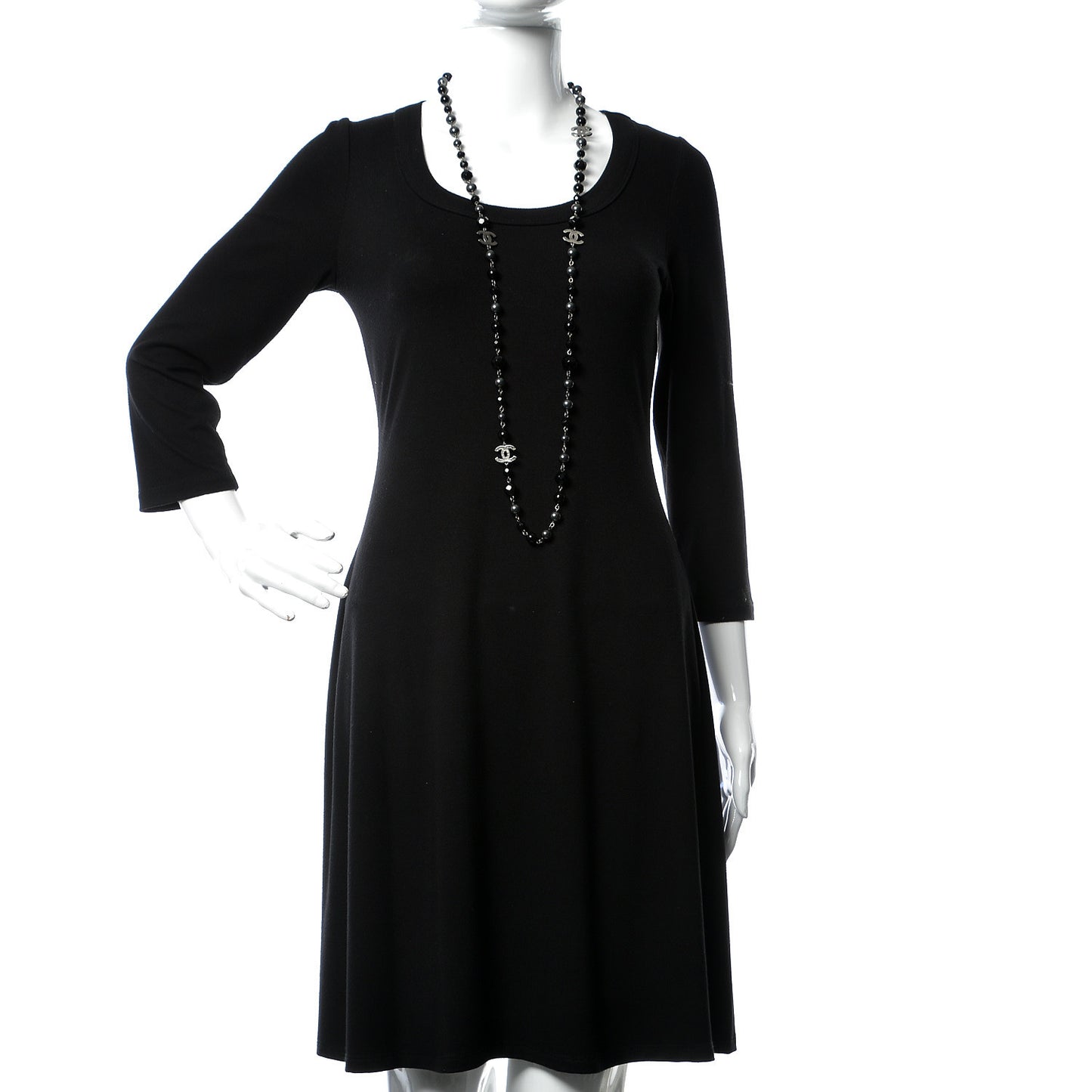 Ruthenium Beaded CC Long Necklace Black