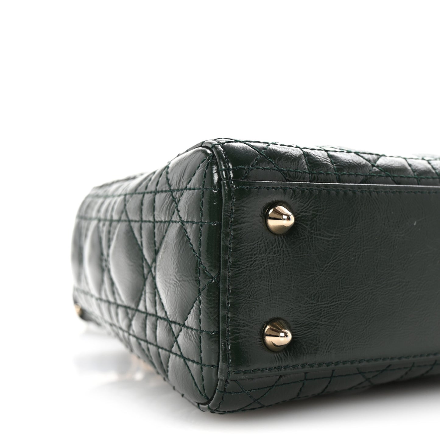 Crinkled Patent Cannage Small Lucky Badges My Lady Dior Dark Green