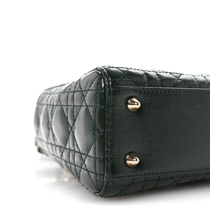 Christian Dior Crinkled Patent Cannage Small Lucky Badges My Lady Dior Dark Green 8 of 9