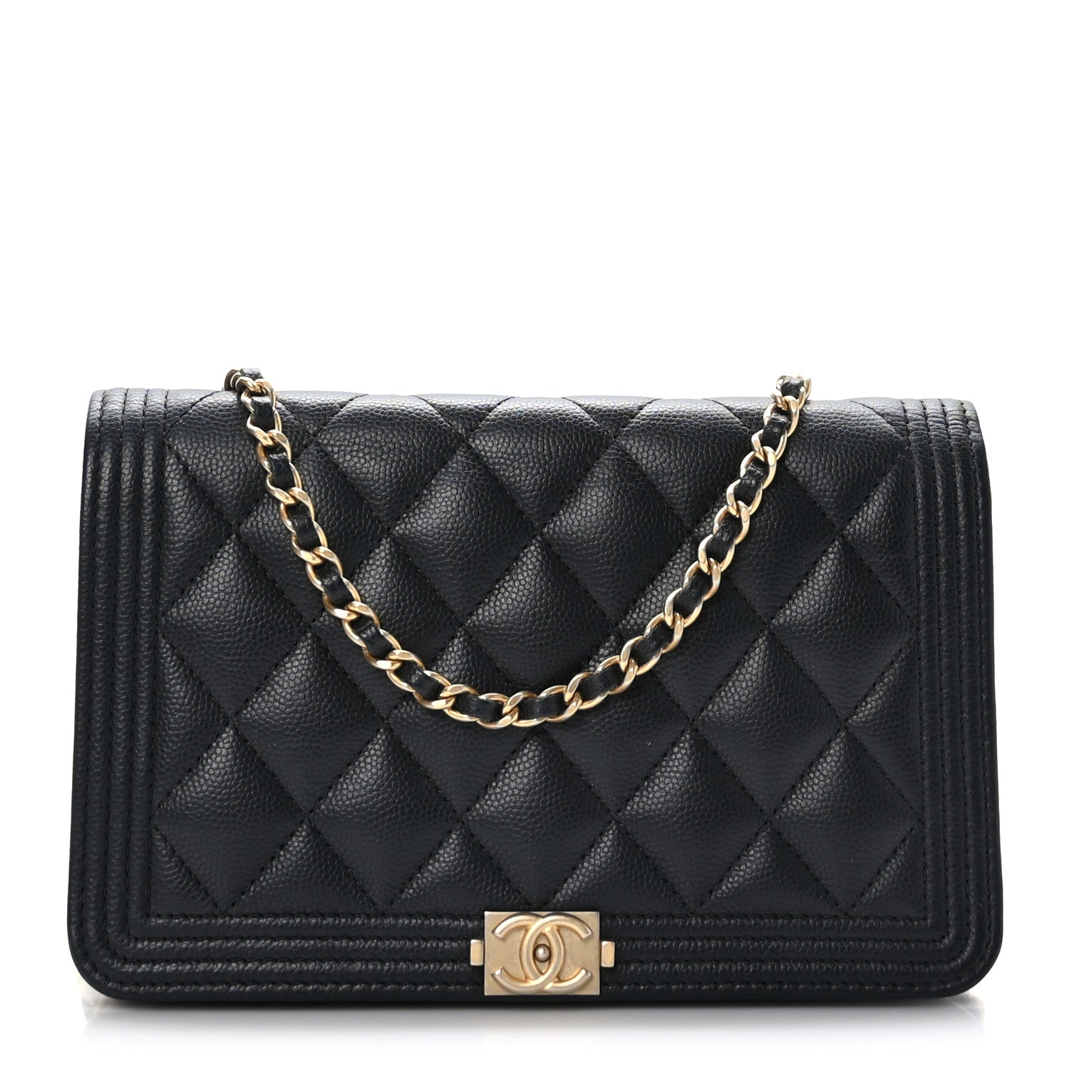 Chanel Caviar Quilted Boy Wallet On Chain WOC Black 1 of 10