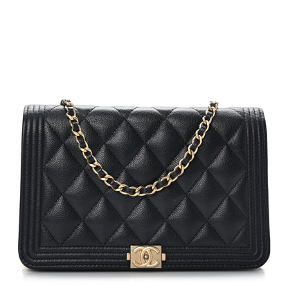 Chanel Caviar Quilted Boy Wallet On Chain WOC Black 1 of 10