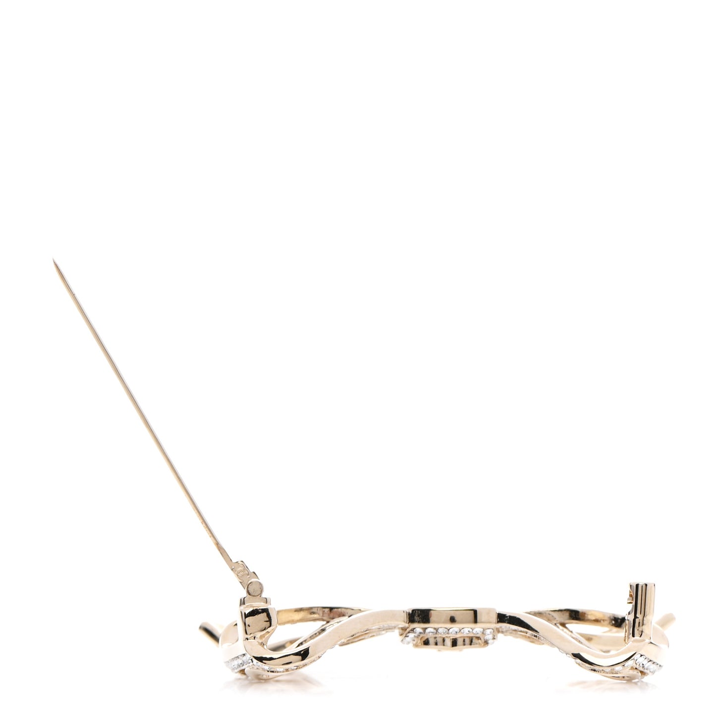 Metal Crystal Bow-tiful CC Brooch Gold