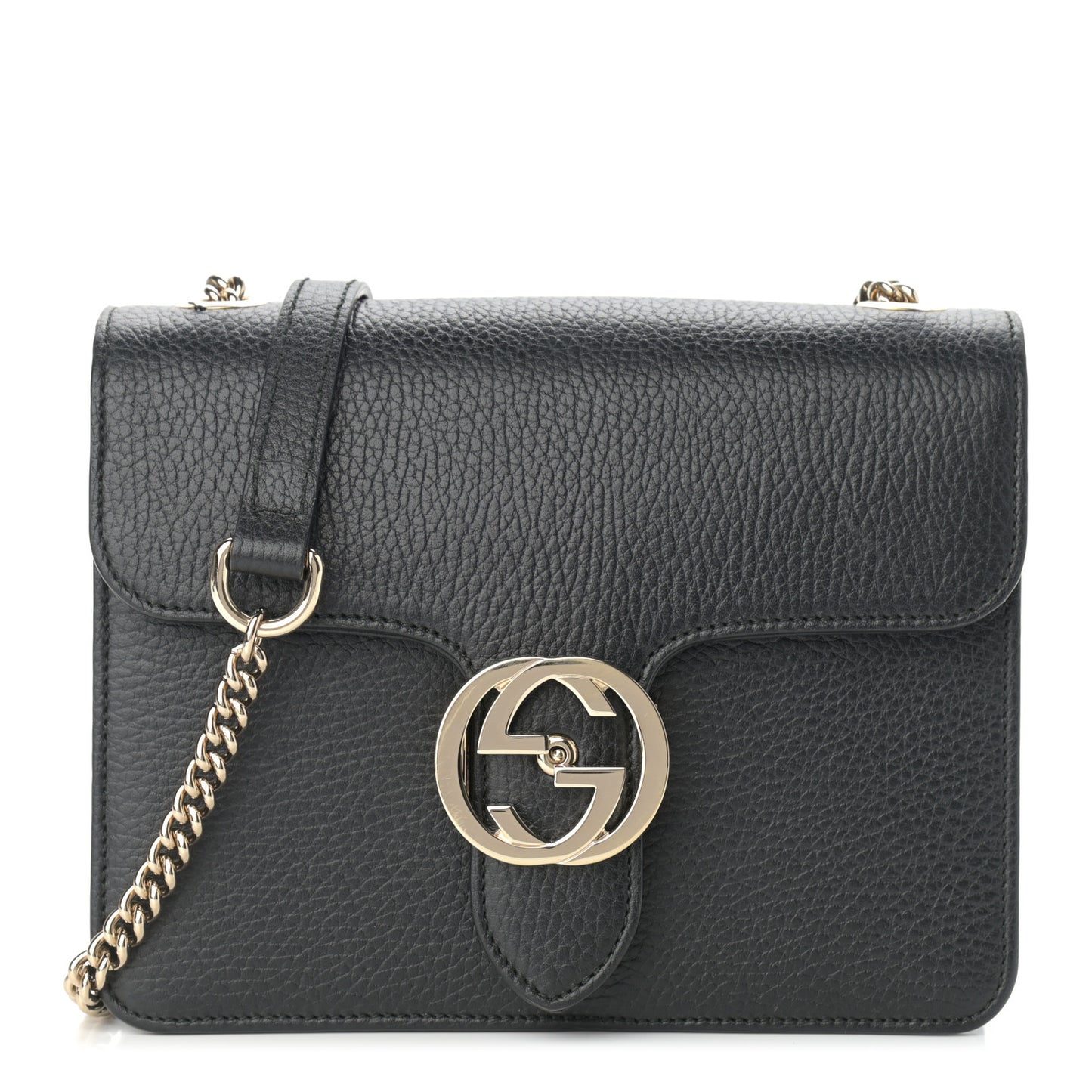 Dollar Calfskin Small Interlocking G Shoulder Bag Black