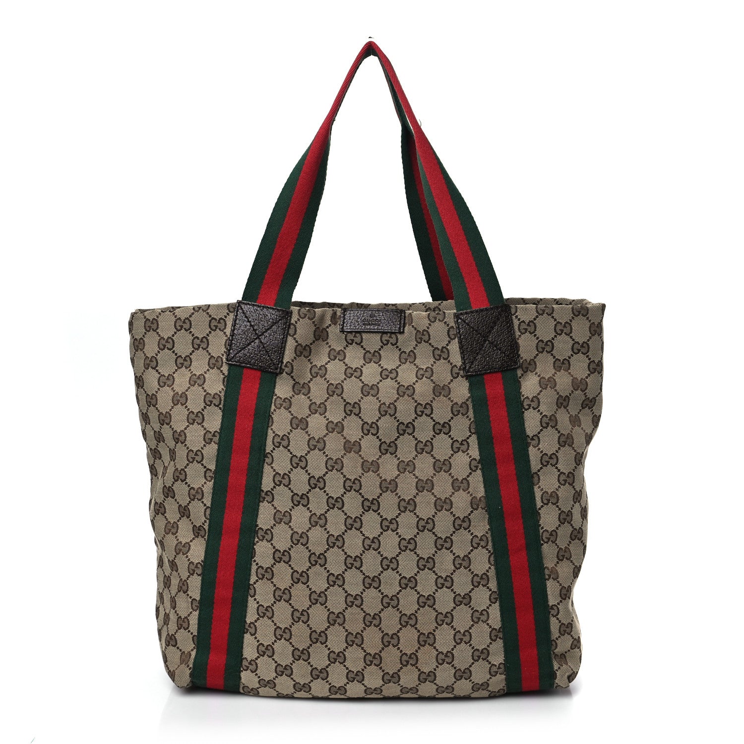 Gucci GG Monogram Medium Web Handle Vertical Tote Dark Brown 1 of 10