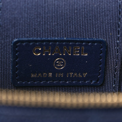 Chanel Caviar Quilted Mini Vanity Case With Chain Navy Blue 6 of 11