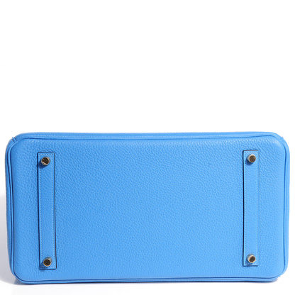 Hermes Taurillon Clemence Birkin 35 Bleu Paradis 23 of 26