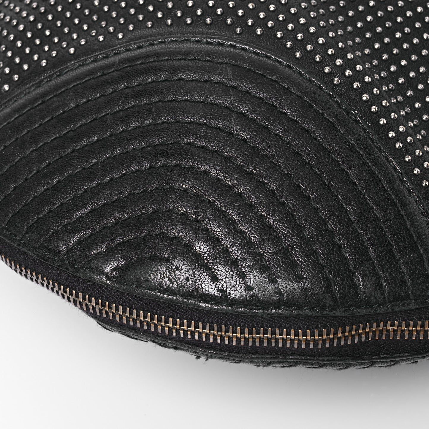 Studded Calfskin Faithful Zip Hobo Black