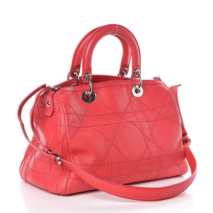Christian Dior Lambskin Cannage Granville Polochon Coral 3 of 9
