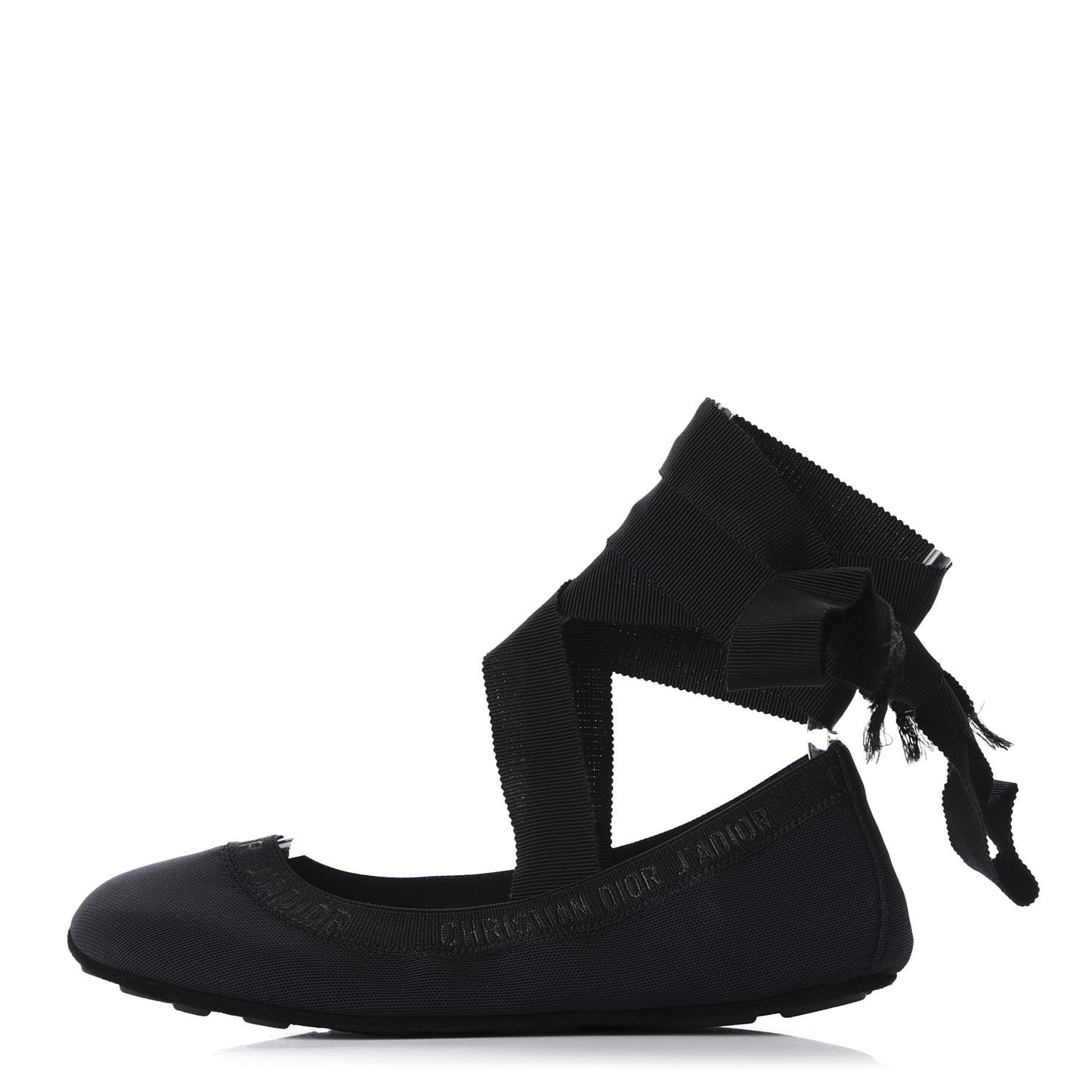 Micro Mesh Academy Lace-Up Ballerina Flats 36 Black