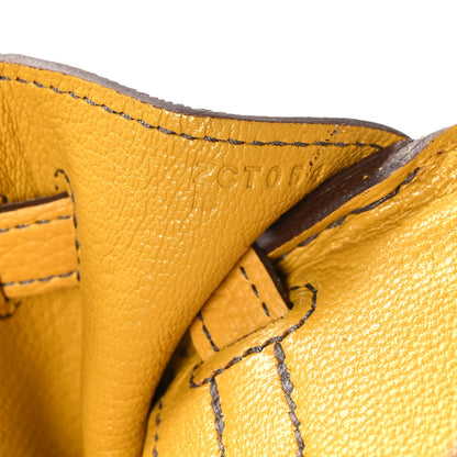 Hermes Togo Bi-Color Horseshoe Birkin 25 Etoupe Jaune Ambre 6 of 10
