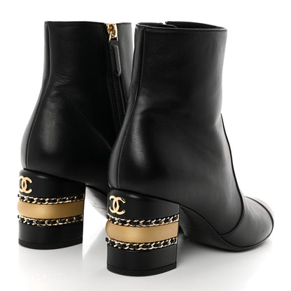 Chanel Lambskin Double Stack Chain Cap Toe Boots 37 Black 4 of 9